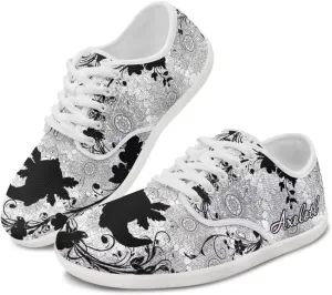 Howilath Boho Mandala Animal Women Barefoot Shoes Casual Shoes Lace up Loafers Running Sneaker with EVA Sole