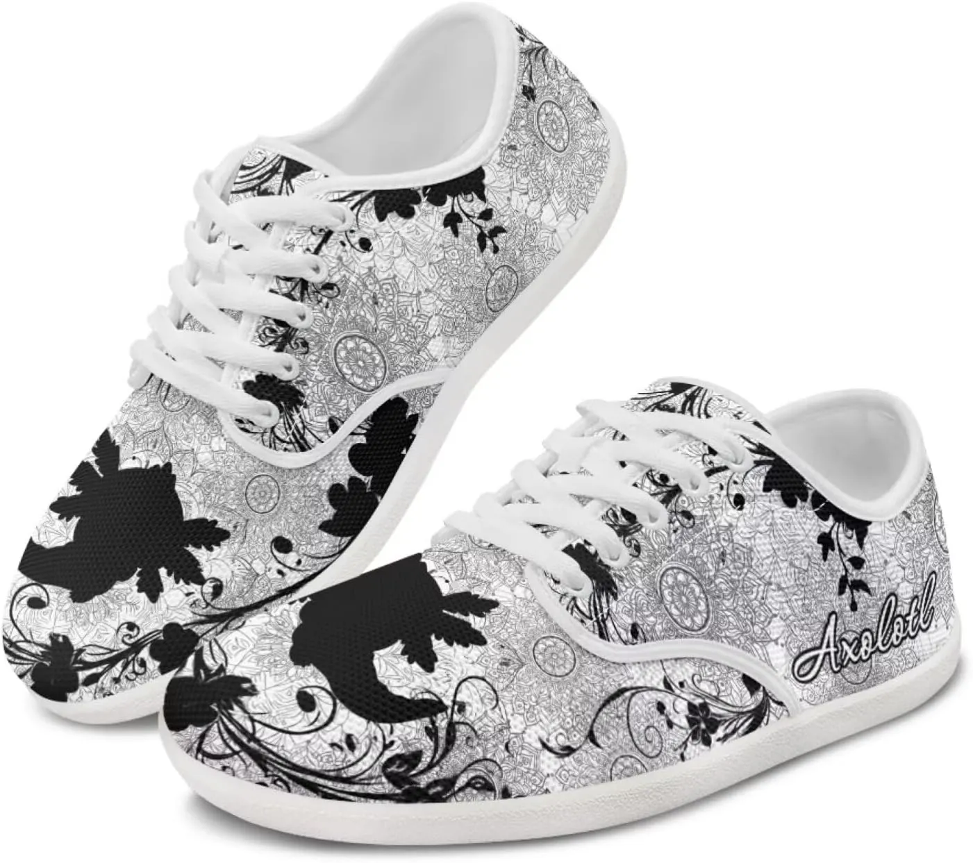 Howilath Boho Mandala Animal Women Barefoot Shoes Casual Shoes Lace up Loafers Running Sneaker with EVA Sole