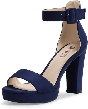 IDIFU Women's IN4 Sabrina Platform Chunky High Heels Ankle Strap Heeled Sandals Wedding Party Dress Shoes