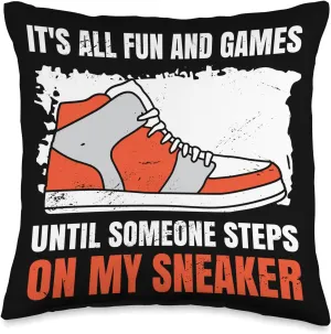 Its All Fun and Games Funny Lover Sneakers Throw Pillow, 16x16, Multicolor