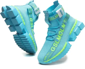 Jakcuz Men's High Top Sneakers Breathable Gym Athletic Running Walking Tennis Boy Comfortable Fashion Platform Shoes