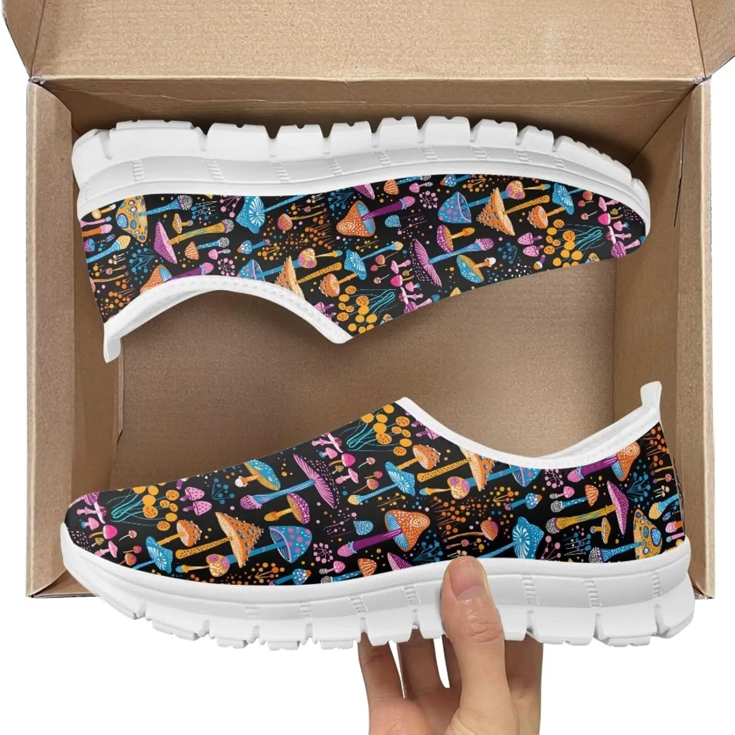 Jeiento Slip-On Loafers for Women Mushroom Walking Flat Shoes Anti-Skid Casual Shoes