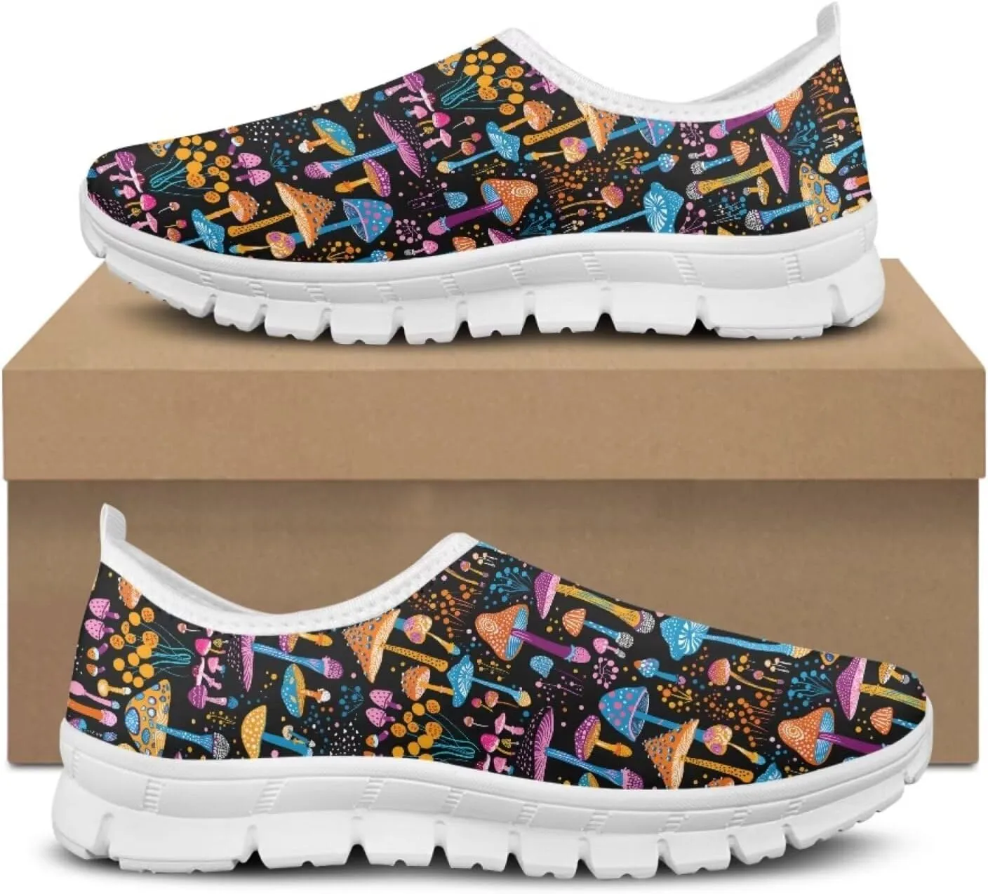 Jeiento Slip-On Loafers for Women Mushroom Walking Flat Shoes Anti-Skid Casual Shoes