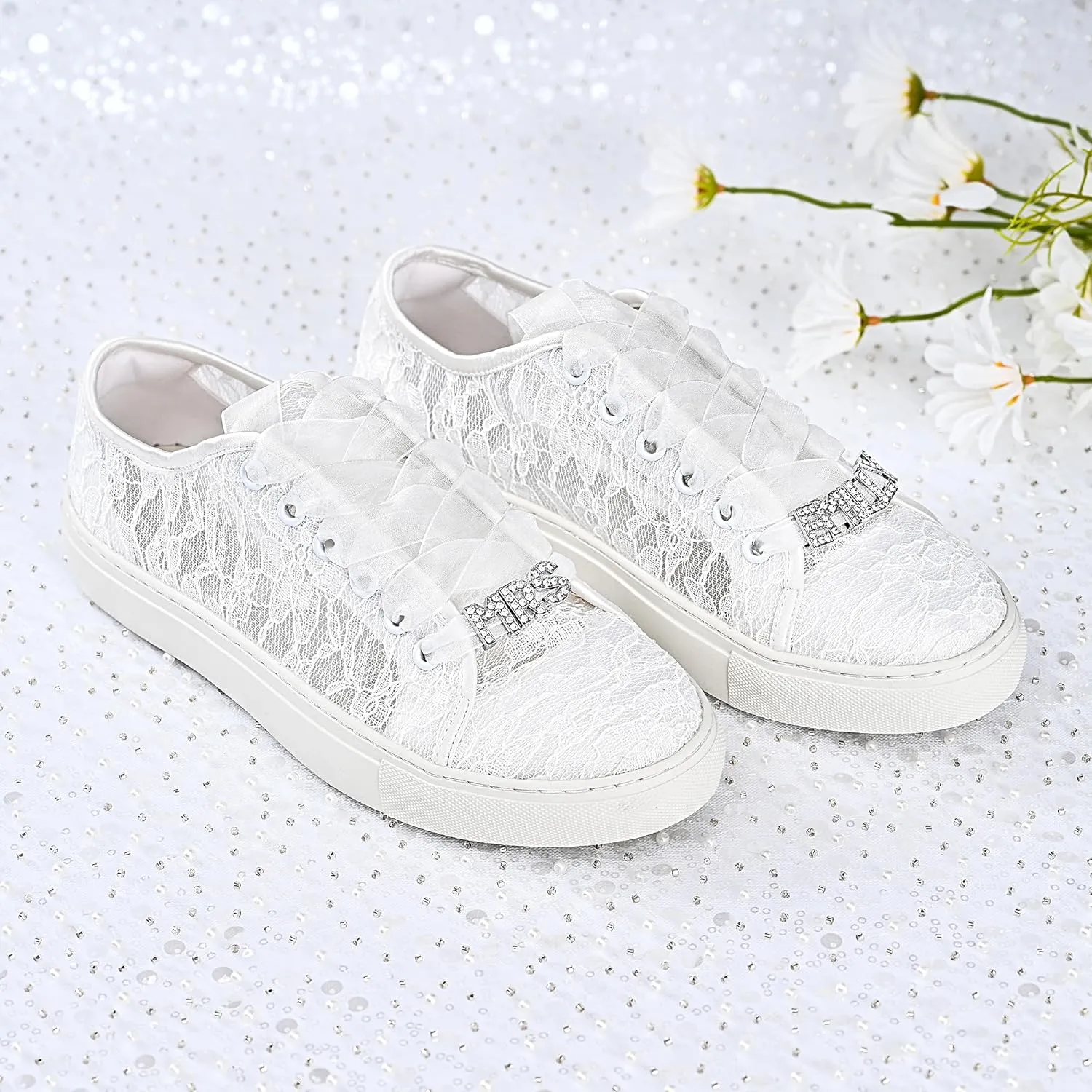 JIAJIA 8832 Wedding Shoes Bridal Sneakers Flats Bride Tennis Shoes Lace Sneakers - Personalized Customization Available
