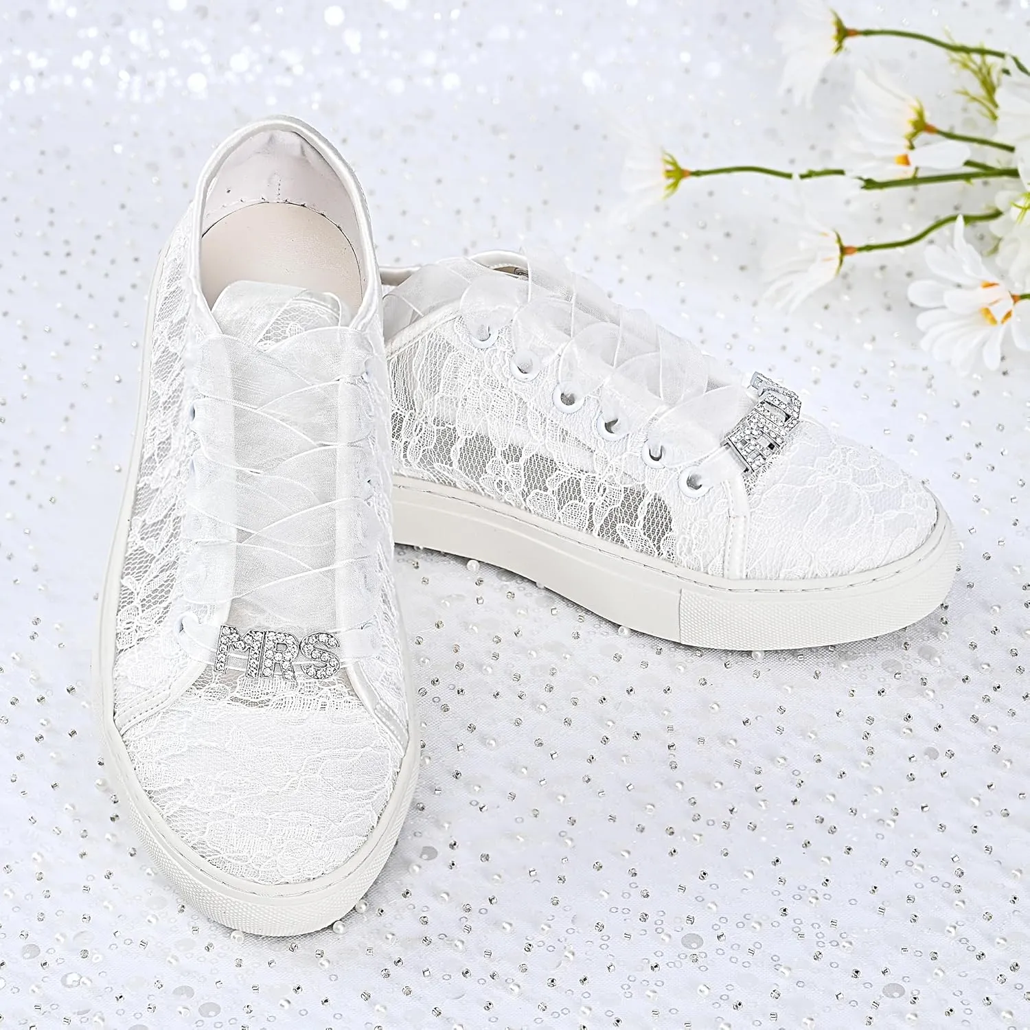 JIAJIA 8832 Wedding Shoes Bridal Sneakers Flats Bride Tennis Shoes Lace Sneakers - Personalized Customization Available