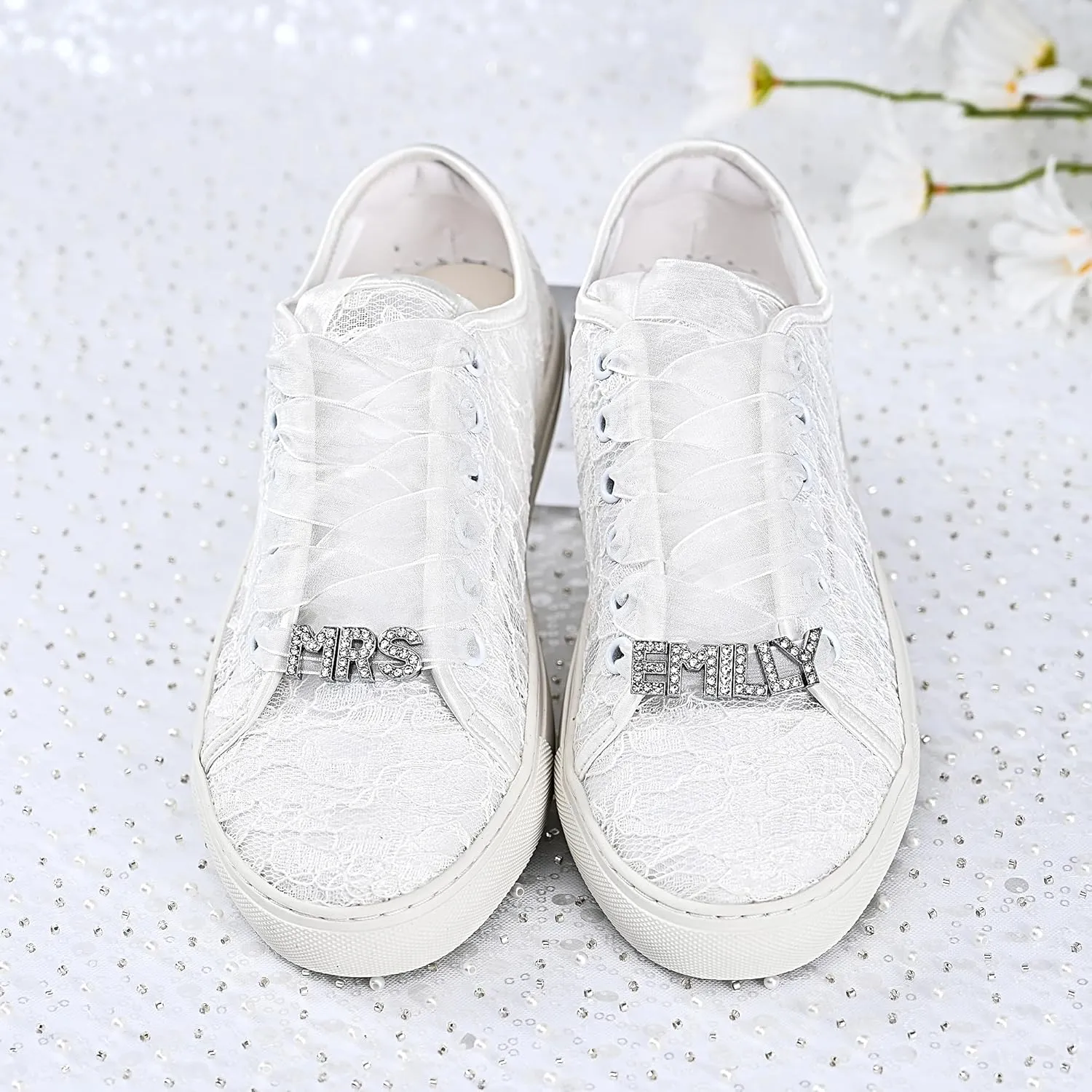 JIAJIA 8832 Wedding Shoes Bridal Sneakers Flats Bride Tennis Shoes Lace Sneakers - Personalized Customization Available