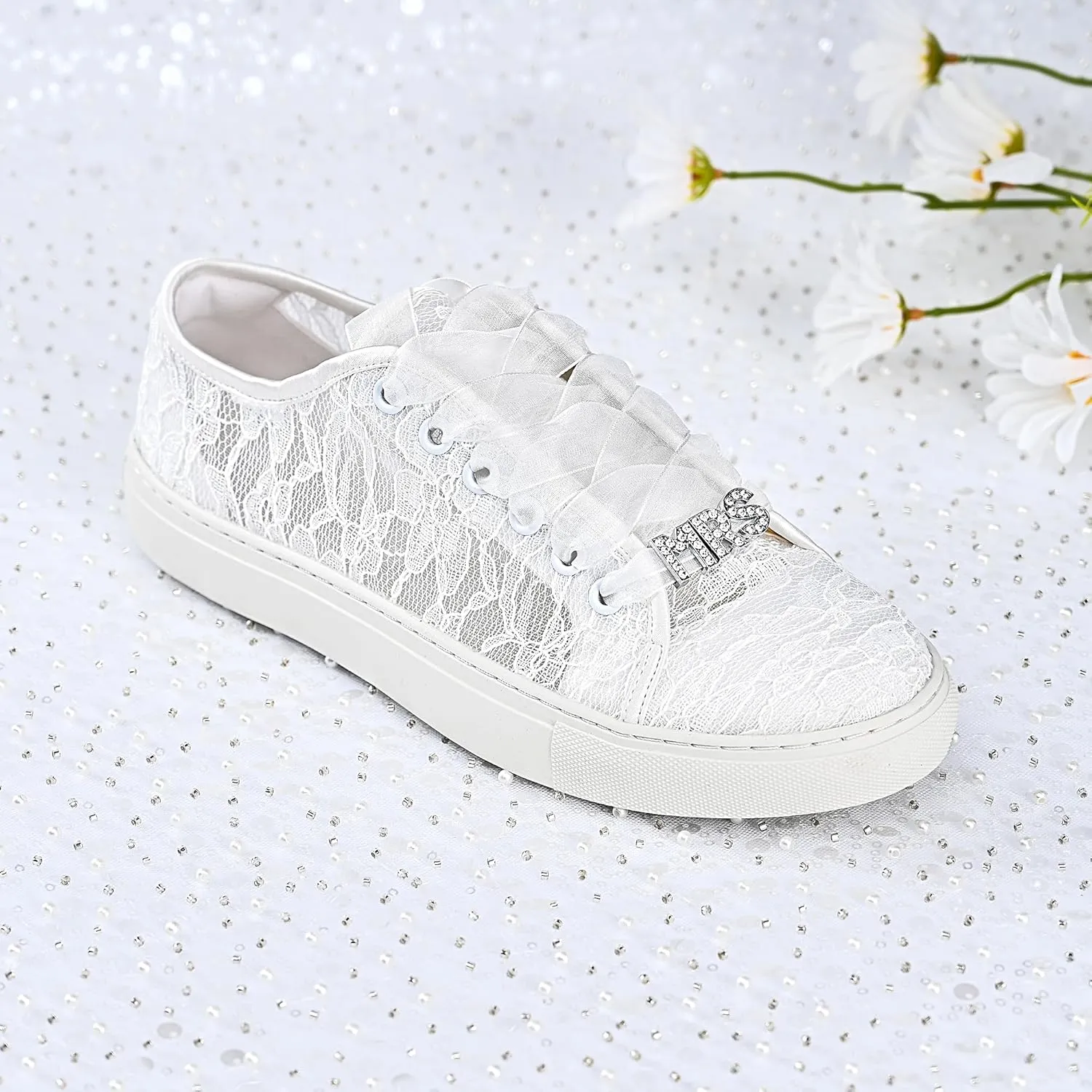 JIAJIA 8832 Wedding Shoes Bridal Sneakers Flats Bride Tennis Shoes Lace Sneakers - Personalized Customization Available