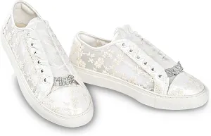 JIAJIA 8835 Wedding Shoes Bridal Sneakers Flats Bride Tennis Shoes Lace Sneakers - Personalized Customization Available