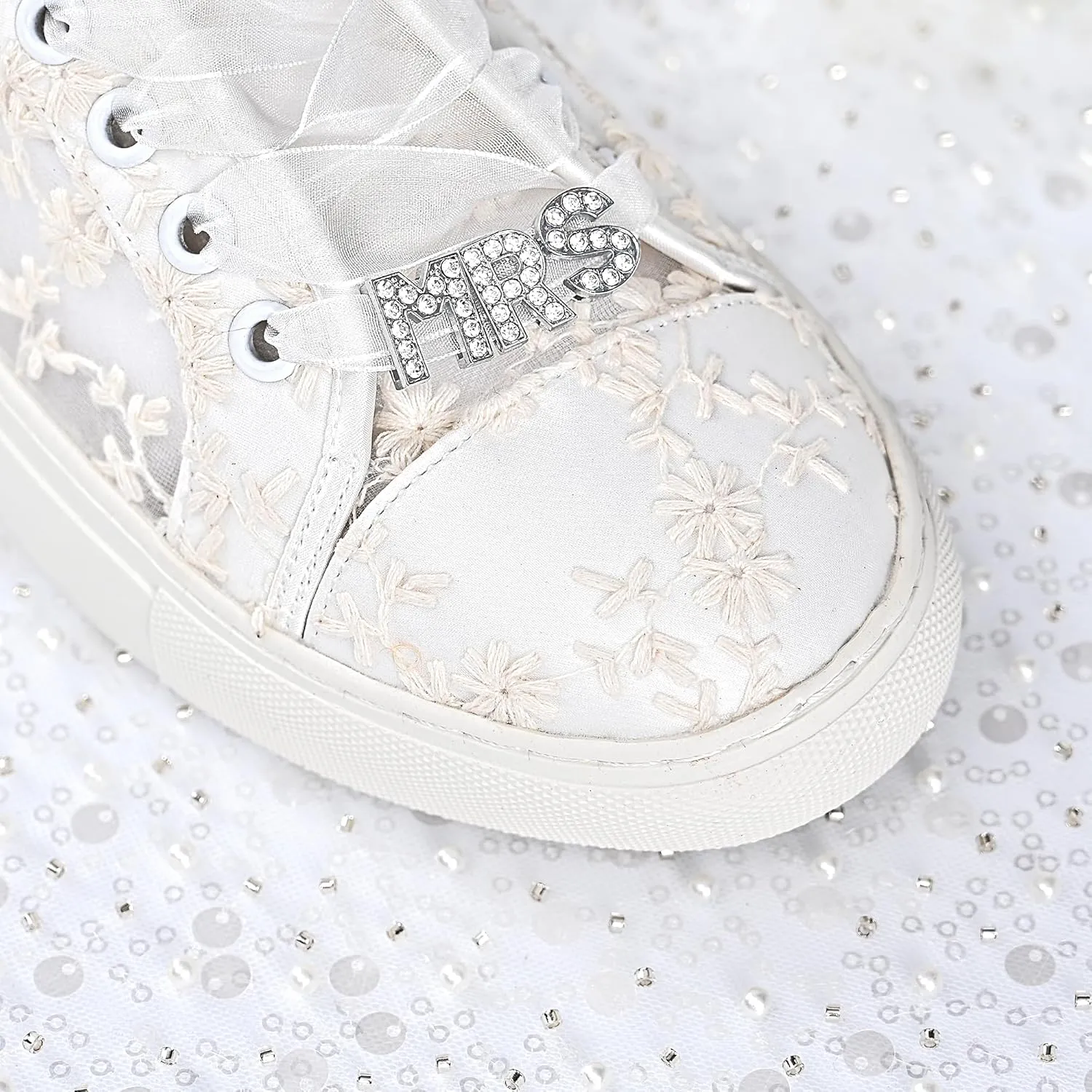 JIAJIA 8835 Wedding Shoes Bridal Sneakers Flats Bride Tennis Shoes Lace Sneakers - Personalized Customization Available