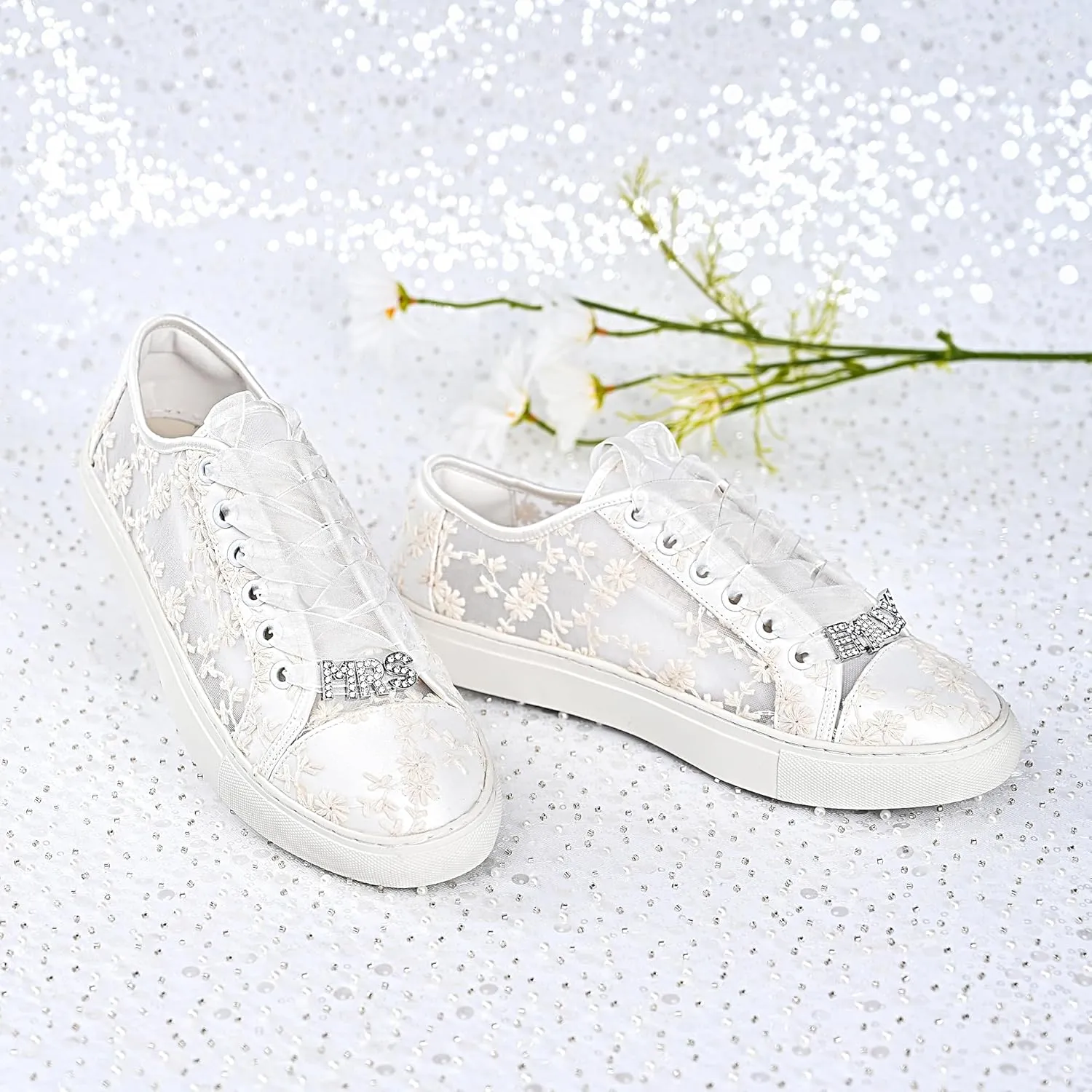 JIAJIA 8835 Wedding Shoes Bridal Sneakers Flats Bride Tennis Shoes Lace Sneakers - Personalized Customization Available