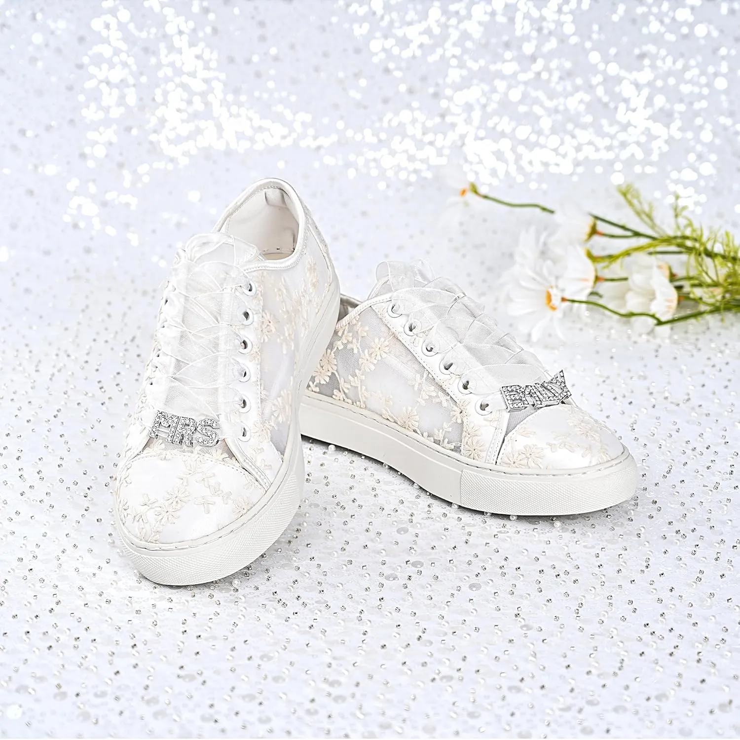 JIAJIA 8835 Wedding Shoes Bridal Sneakers Flats Bride Tennis Shoes Lace Sneakers - Personalized Customization Available