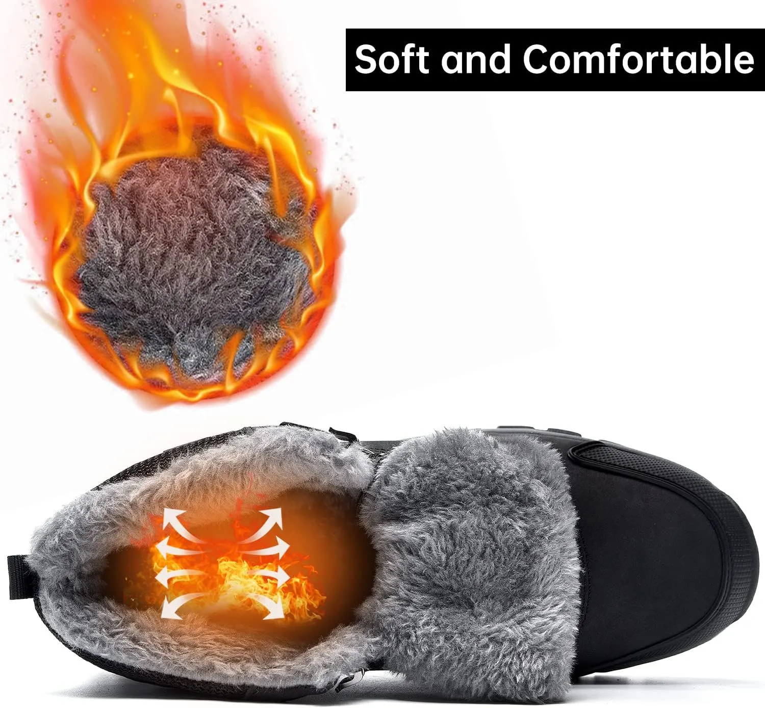 Jinta Shoes Mens Womens Winter Snow Boots Hiking Climping Booties Warm Waterproof Fur Lined Non Slip Leather Ankle US 4-14.5