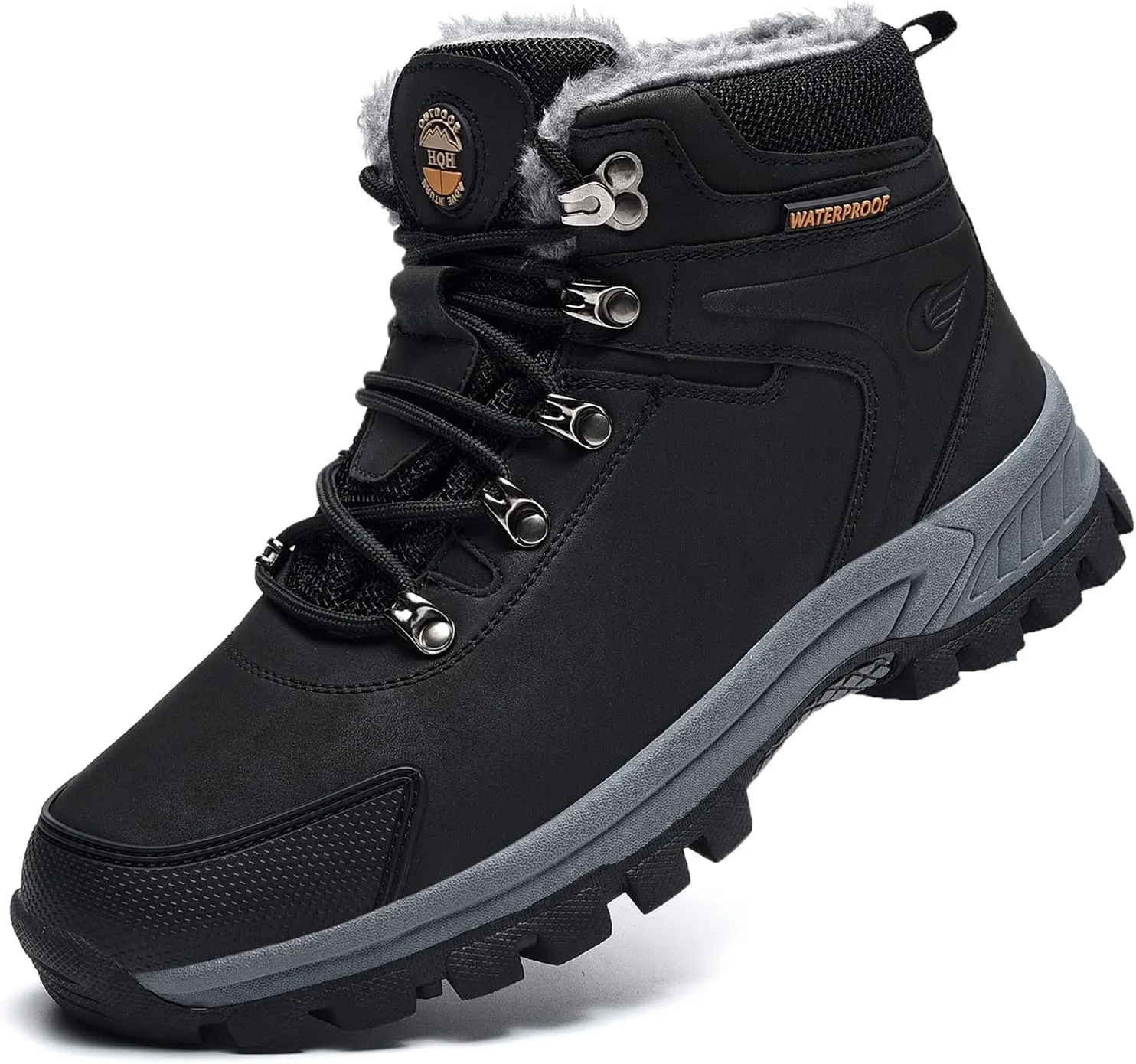 Jinta Shoes Mens Womens Winter Snow Boots Hiking Climping Booties Warm Waterproof Fur Lined Non Slip Leather Ankle US 4-14.5