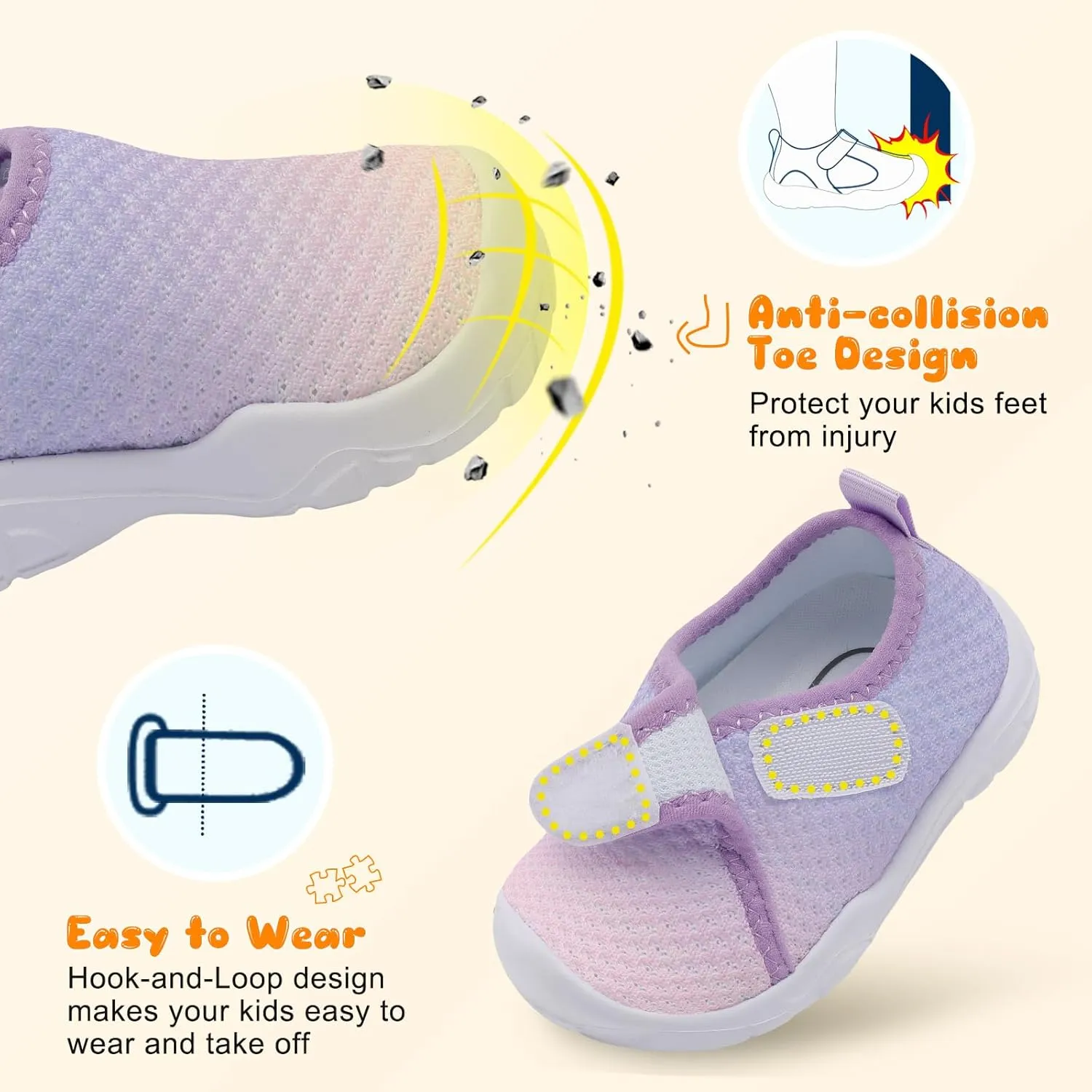 JOINFREE Toddler Barefoot Breathable Kids Sneakers - Lightweight Walking Shoes, Slip On Tennie Shoes Protect Toes for School