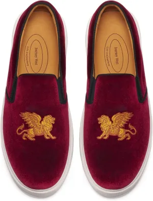 Journey West Men's Fashion Velvet Sneakers with Embroidery Comfortable Slip-On Walking Shoes for Men
