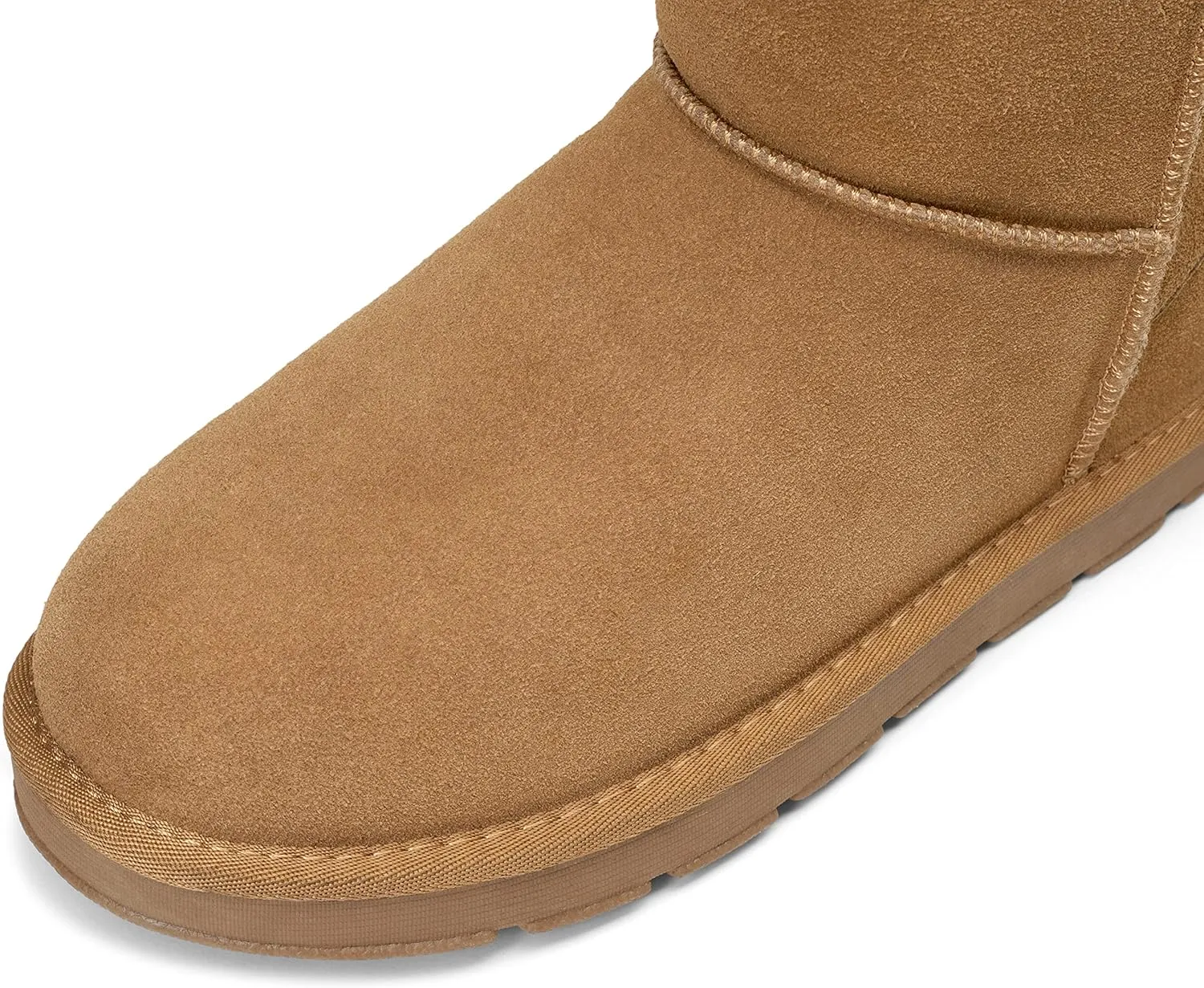 Jousen Men's Winter Boots Suede Snow Boot Leather Mid-calf Shoes Fur Lining