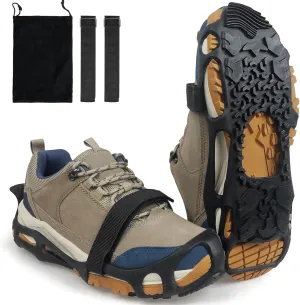 JSHANMEI Spikeless Ice Cleats Anti-Slip Shoe Traction Grips Crampons for Slick Wet Slippery Surfaces, Slip On Ice Shoes Grippers Rubber Tread Overshoes, Indoor Outdoor Use