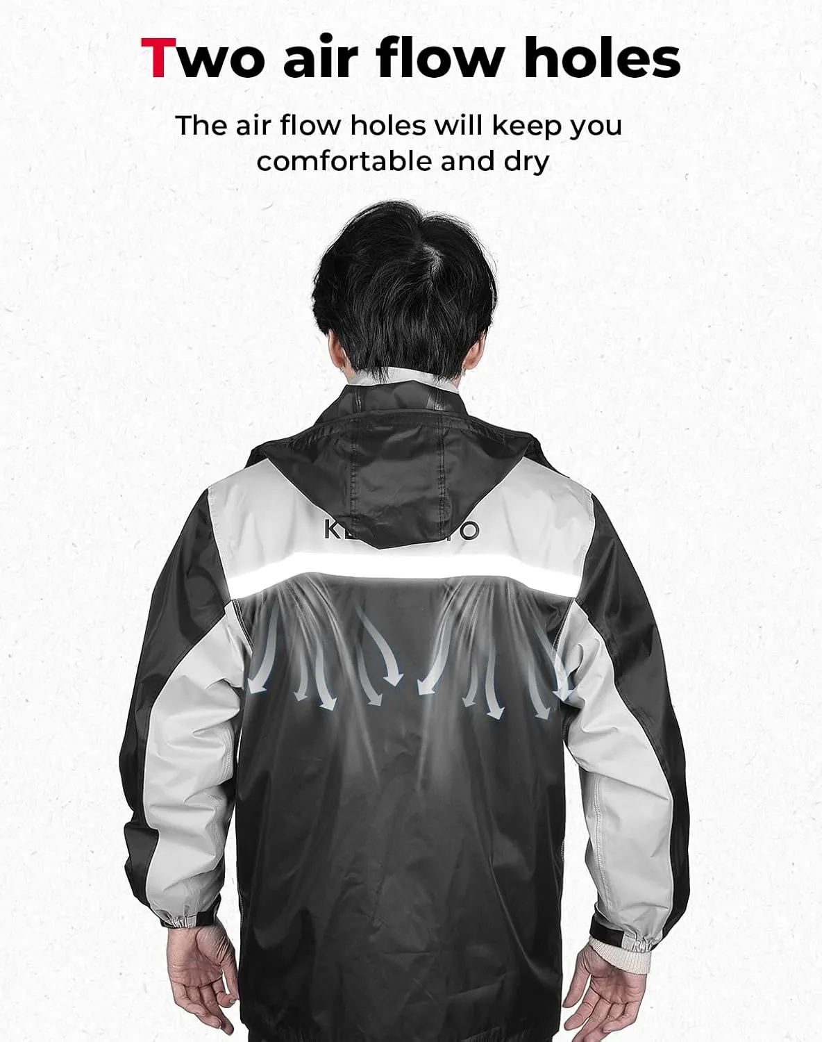 KEMIMOTO Rain Suits for Men Waterproof Rain Jacket Reflective Work Rain Coats Lightweight Hiking Motorcycle Rain Gear for Men