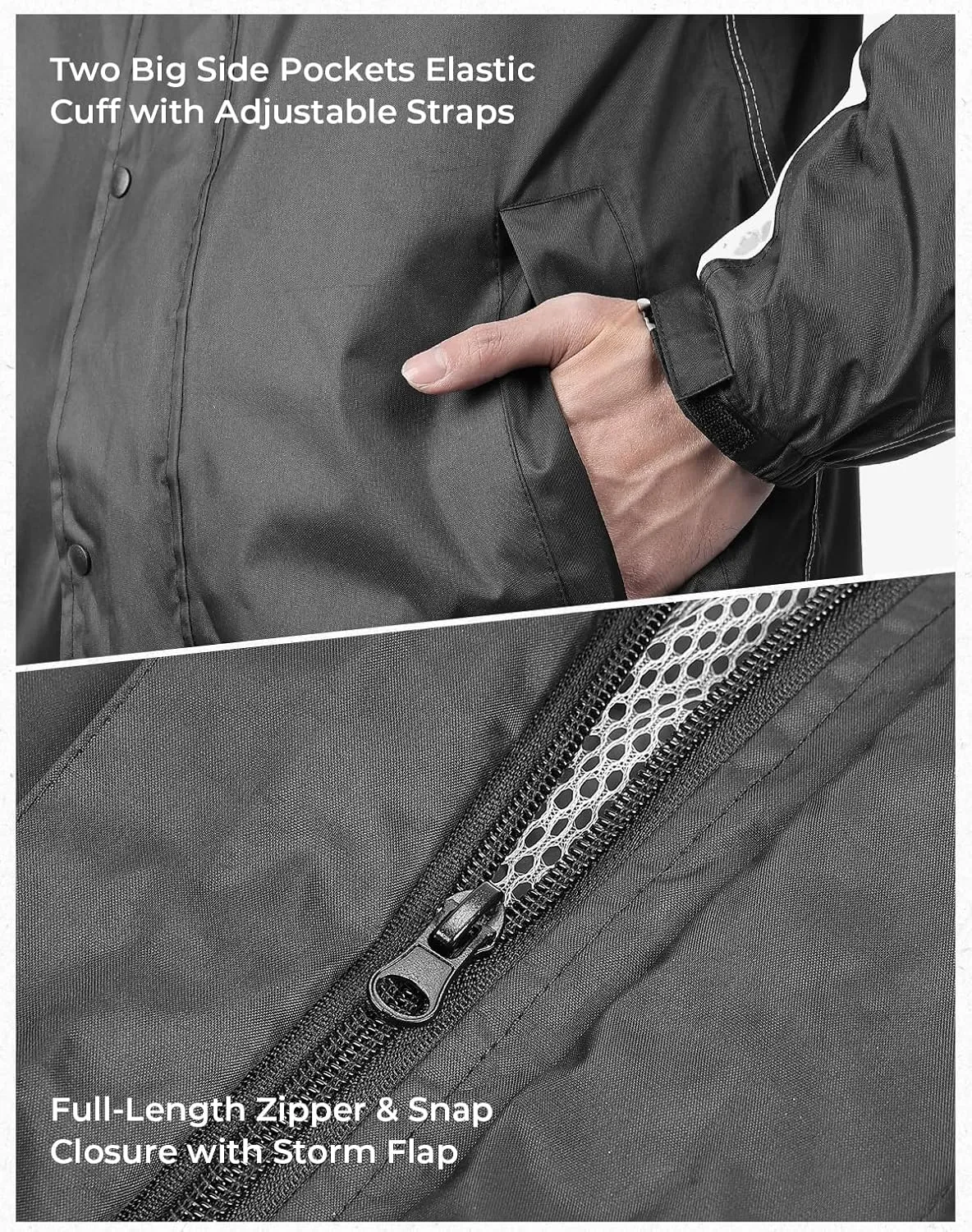 KEMIMOTO Rain Suits for Men Waterproof Rain Jacket Reflective Work Rain Coats Lightweight Hiking Motorcycle Rain Gear for Men