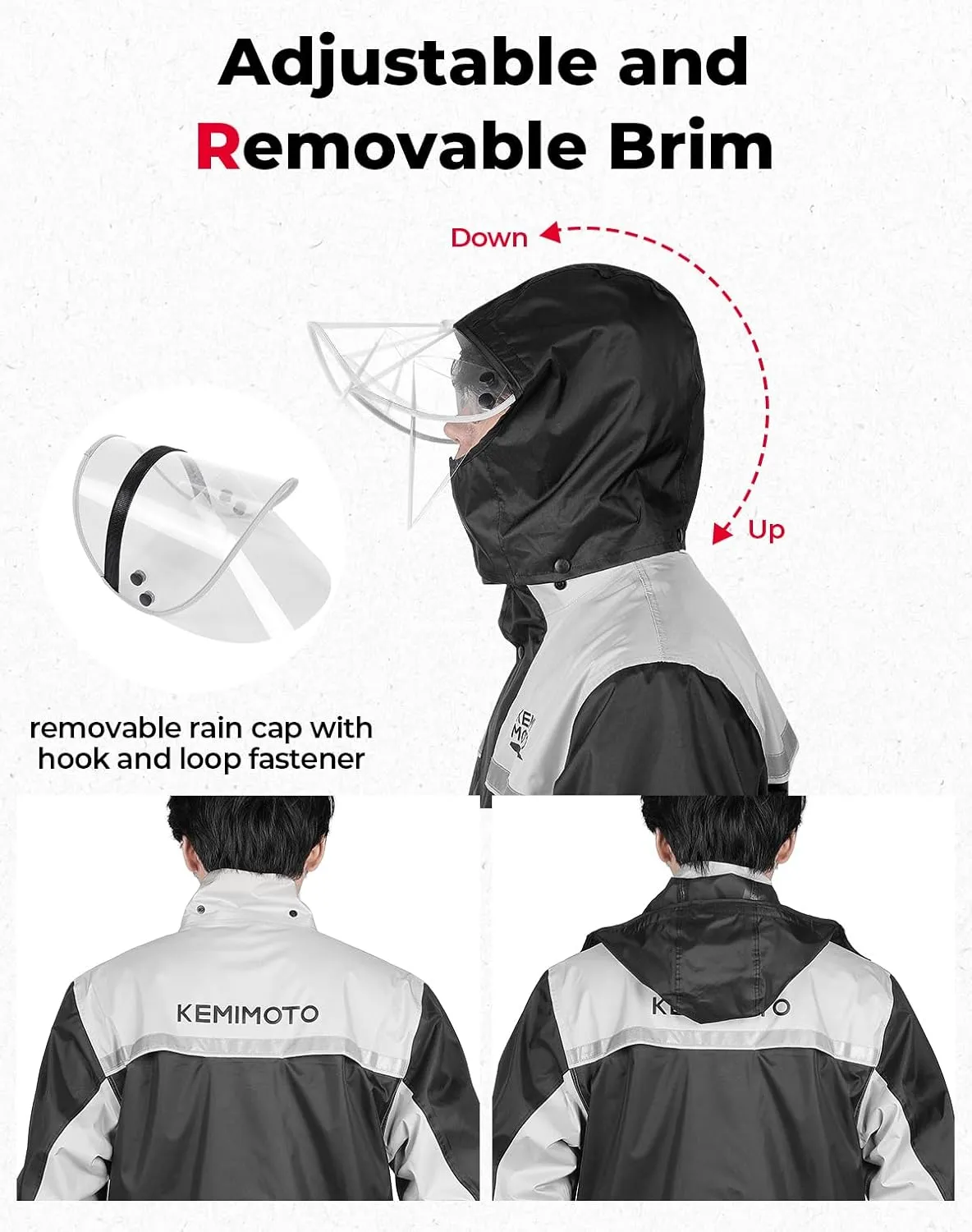 KEMIMOTO Rain Suits for Men Waterproof Rain Jacket Reflective Work Rain Coats Lightweight Hiking Motorcycle Rain Gear for Men