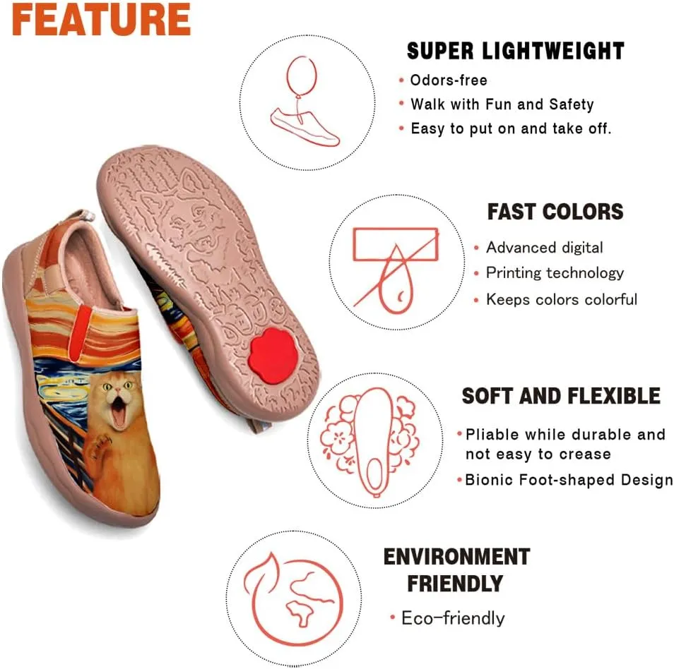 Kid's Casual Walking Sneakers Art Painted Slip On Loafers Lightweight Comfort Travel Shoes Animal Pattern