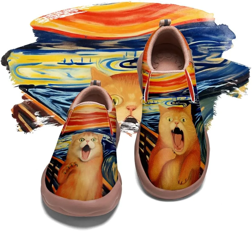 Kid's Casual Walking Sneakers Art Painted Slip On Loafers Lightweight Comfort Travel Shoes Animal Pattern