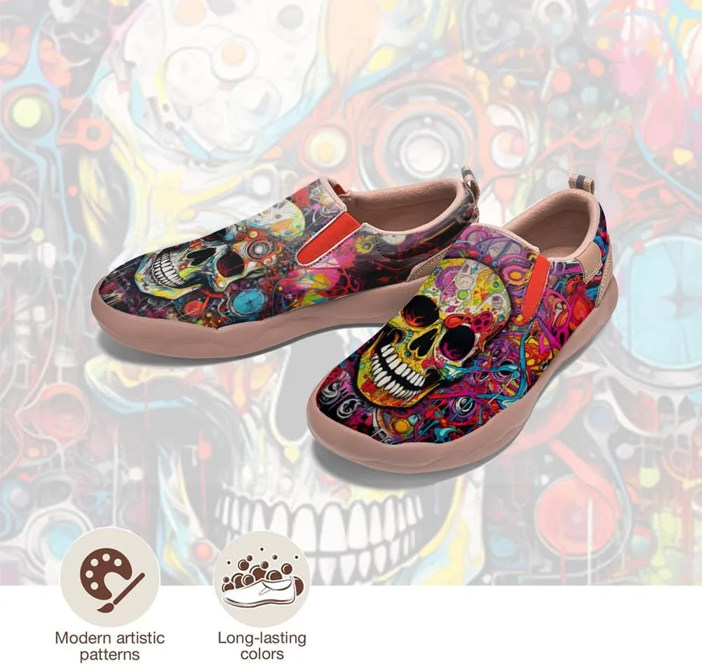 Kid's Slip-on Loafers Boys Girls Casual Shoes Lightweight Comfort Fashion Leather Sneakers Charm of Skulls