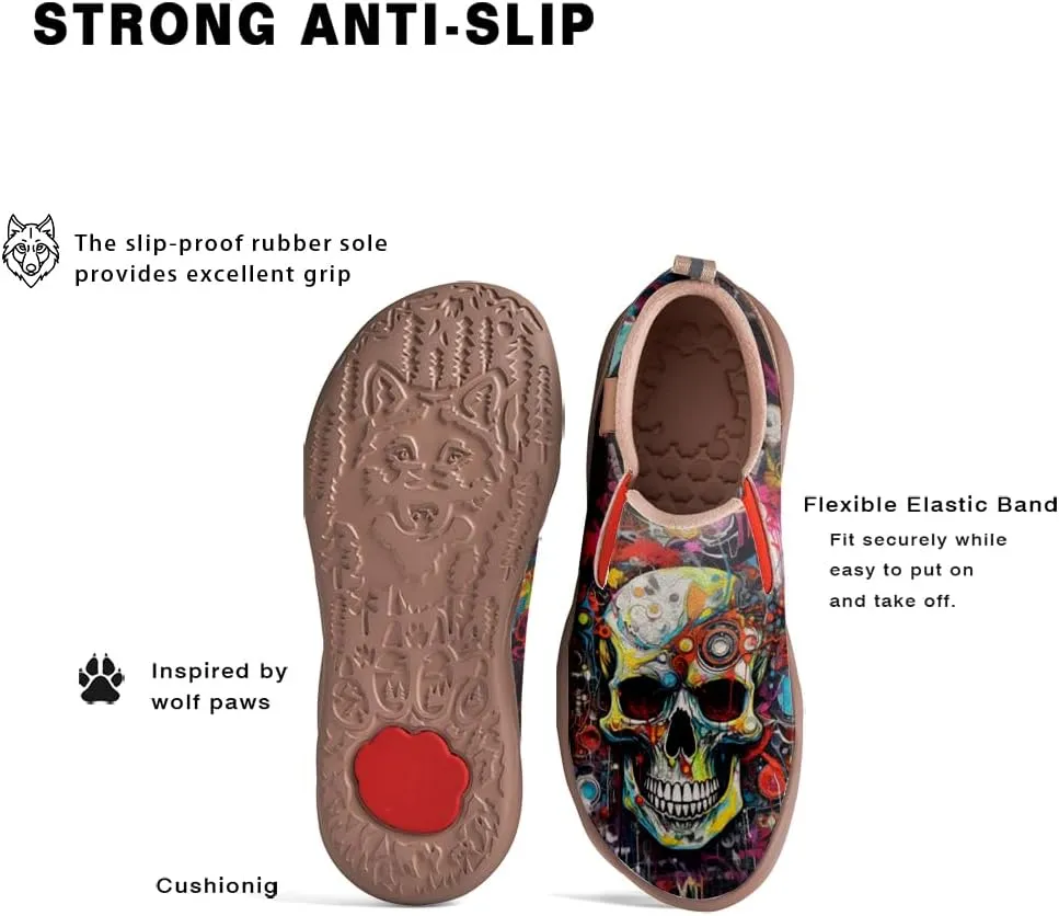 Kid's Slip-on Loafers Boys Girls Casual Shoes Lightweight Comfort Fashion Leather Sneakers Charm of Skulls