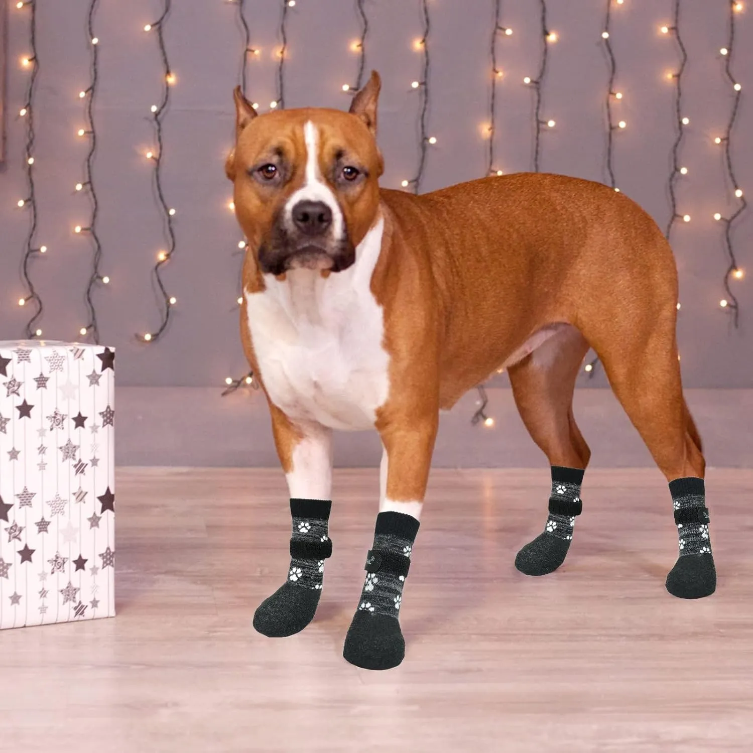 KOOLTAIL Anti Slip Dog Socks for Hot/Cold Pavement to Prevent Licking Paws,Booties for Hardwood Floors,Traction Rain Dog Boots&Paw Protectors Shoes with Grip for Outside Small Medium Large Senior Dogs