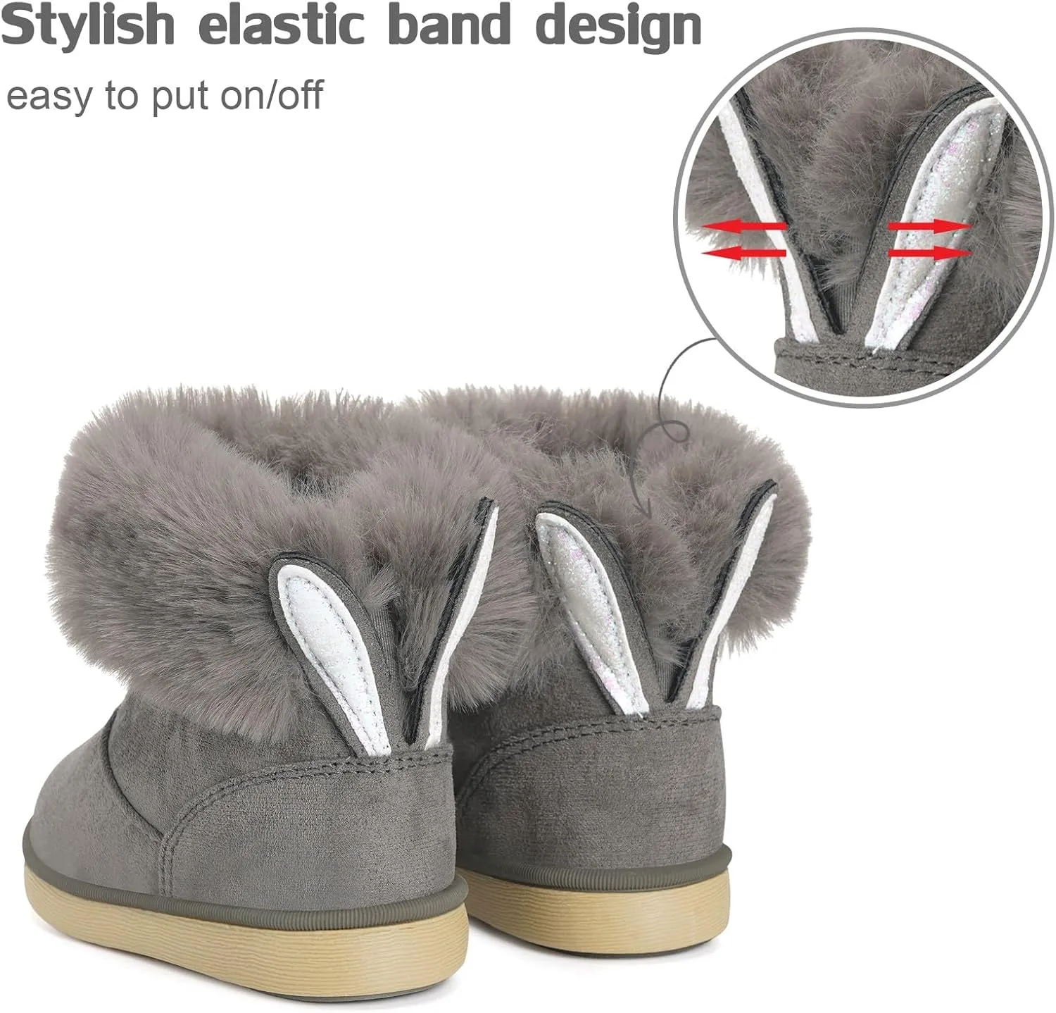 KVbabby Girls Winter Snow Boots - Toddler Kids Warm Fur Lined Princess Ankle Boots Non-Slip