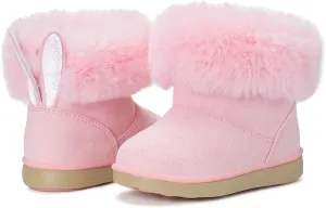 KVbabby Girls Winter Snow Boots - Toddler Kids Warm Fur Lined Princess Ankle Boots Non-Slip