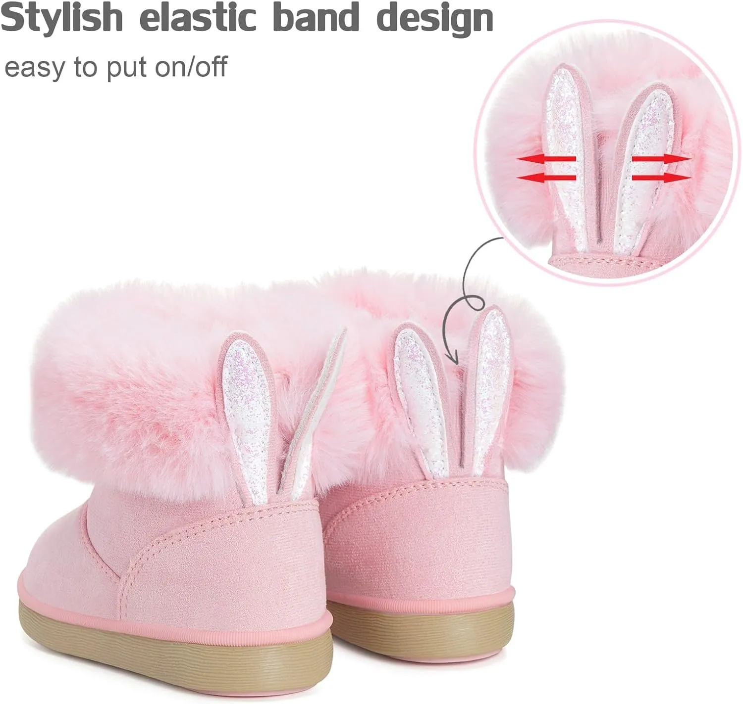 KVbabby Girls Winter Snow Boots - Toddler Kids Warm Fur Lined Princess Ankle Boots Non-Slip