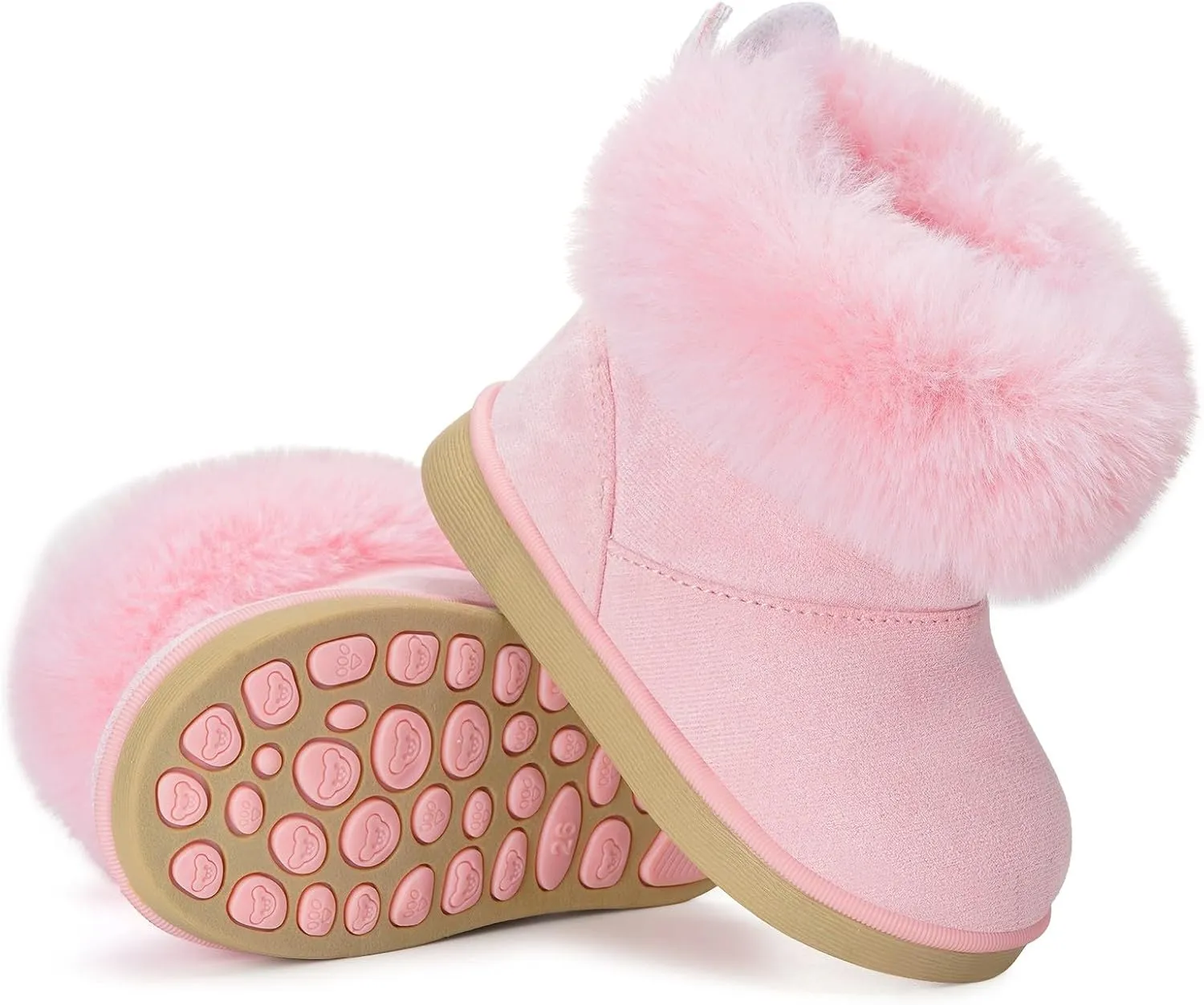 KVbabby Girls Winter Snow Boots - Toddler Kids Warm Fur Lined Princess Ankle Boots Non-Slip