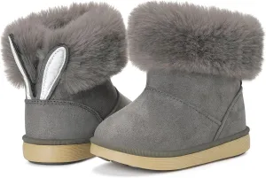 KVbabby Girls Winter Snow Boots - Toddler Kids Warm Fur Lined Princess Ankle Boots Non-Slip