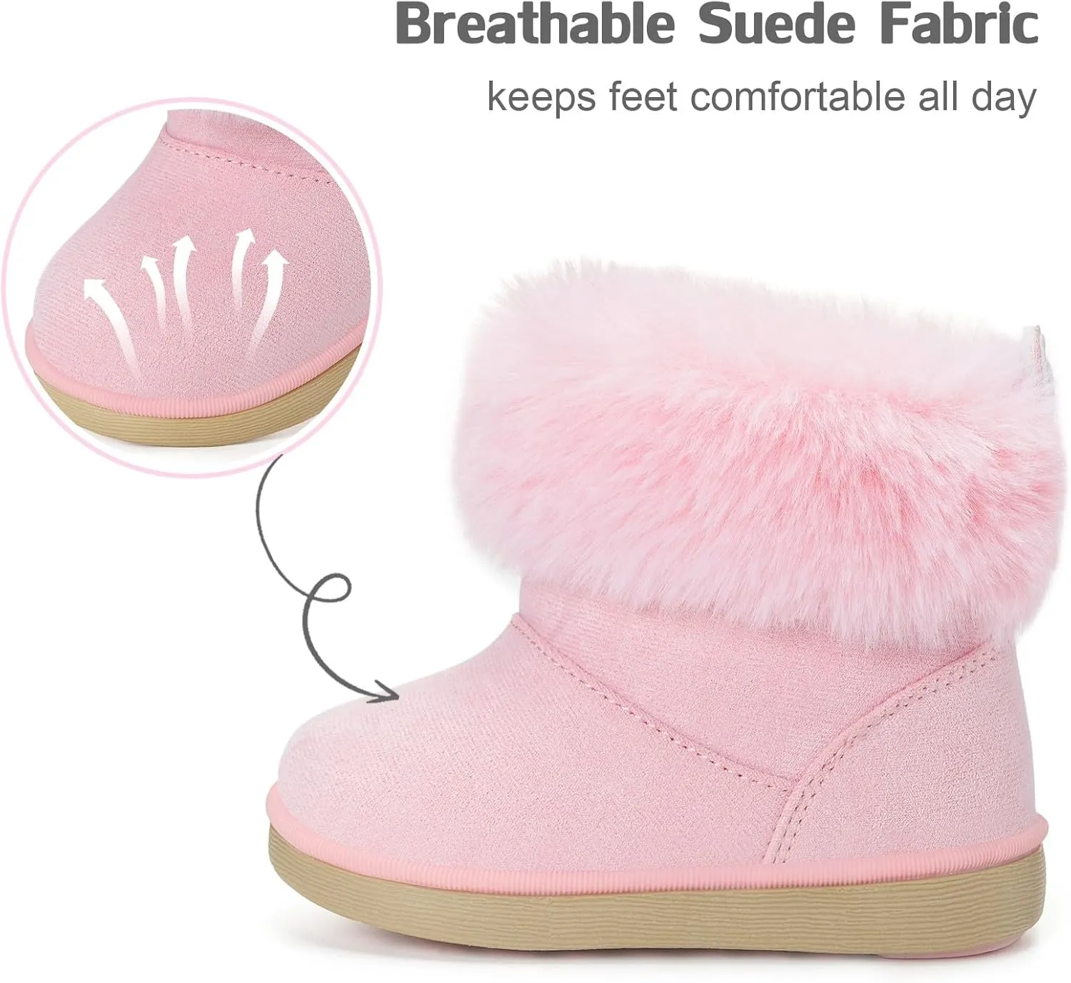 KVbabby Girls Winter Snow Boots - Toddler Kids Warm Fur Lined Princess Ankle Boots Non-Slip