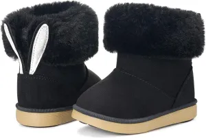 KVbabby Girls Winter Snow Boots - Toddler Kids Warm Fur Lined Princess Ankle Boots Non-Slip