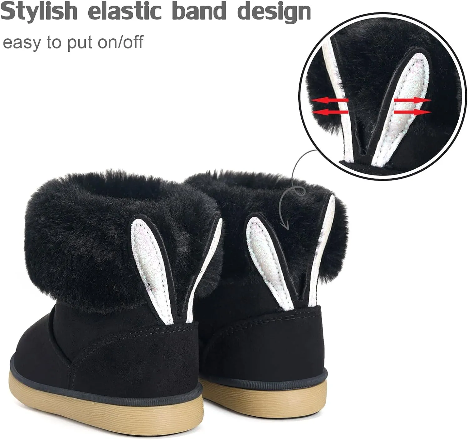KVbabby Girls Winter Snow Boots - Toddler Kids Warm Fur Lined Princess Ankle Boots Non-Slip