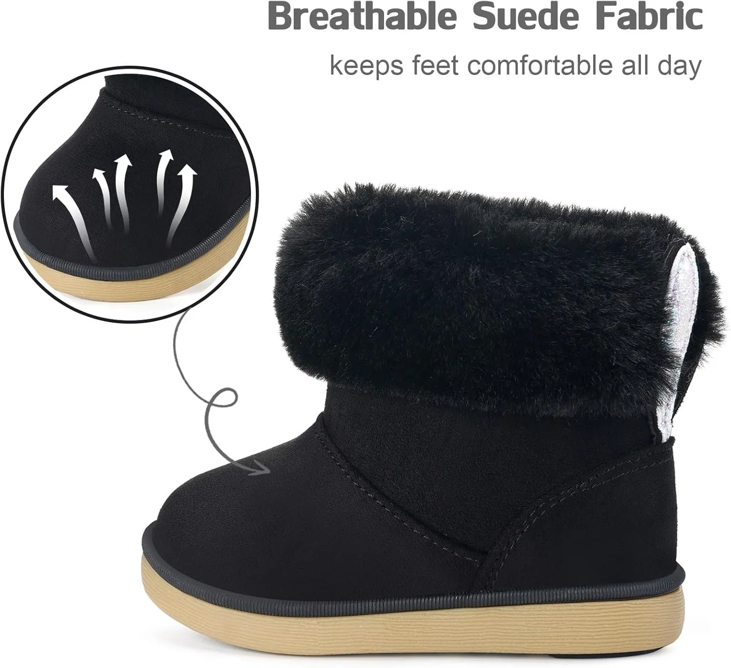 KVbabby Girls Winter Snow Boots - Toddler Kids Warm Fur Lined Princess Ankle Boots Non-Slip