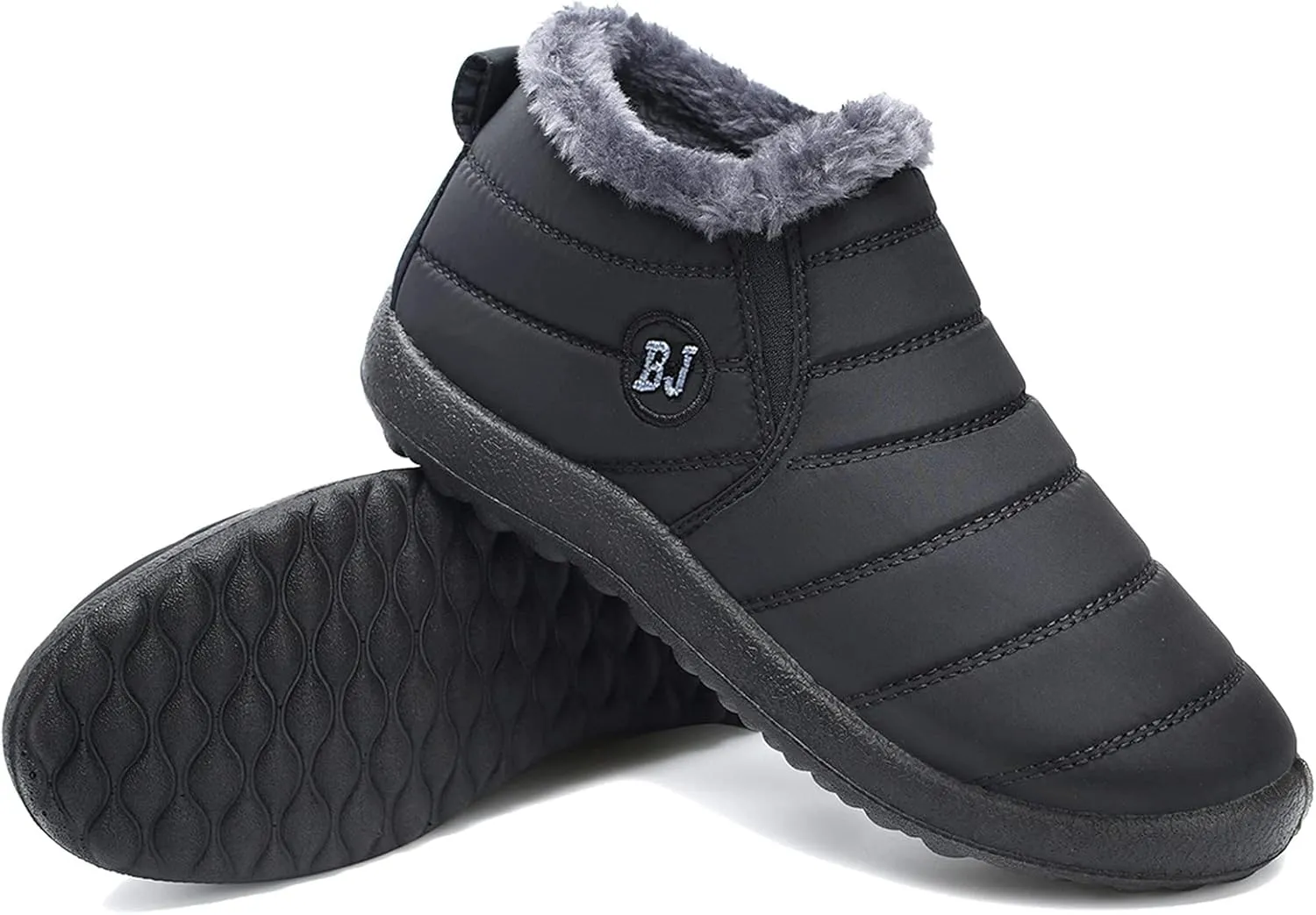 L-RUN Womens Winter Snow Boots Fur Lined Warm Ankle Boots Slip on Men's Snow Ankle Boots Lightweight Outdoor Footwear