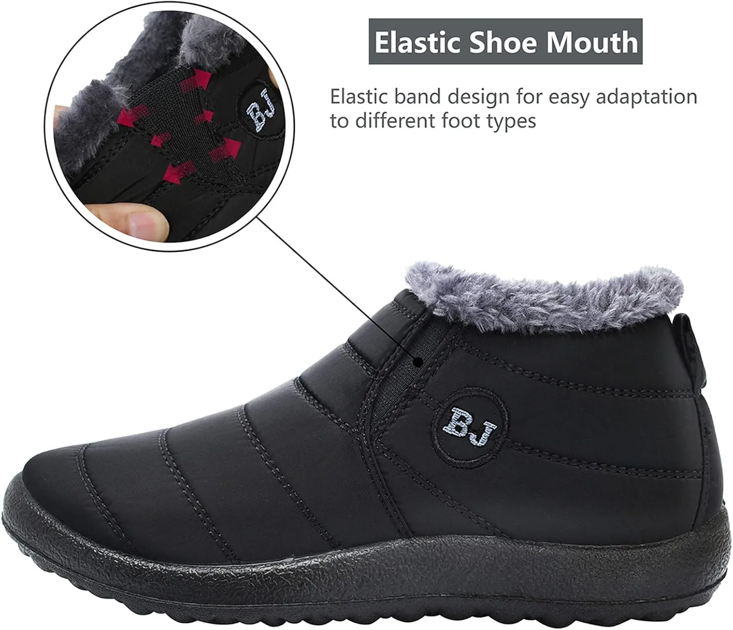 L-RUN Womens Winter Snow Boots Fur Lined Warm Ankle Boots Slip on Men's Snow Ankle Boots Lightweight Outdoor Footwear