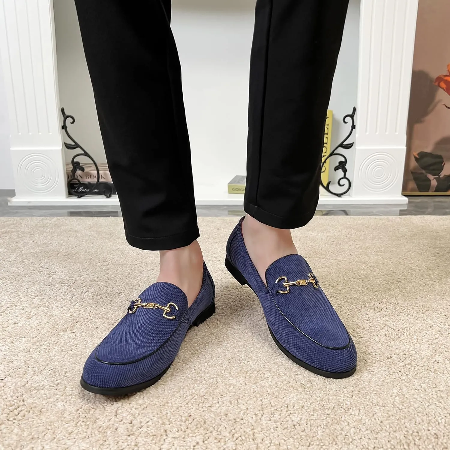 LCQL Men's Luxury Velvet Penny Loafer Shoes Noble Slip-on Casual Suede Loafers Smoking Slippers Plus Size 7-13