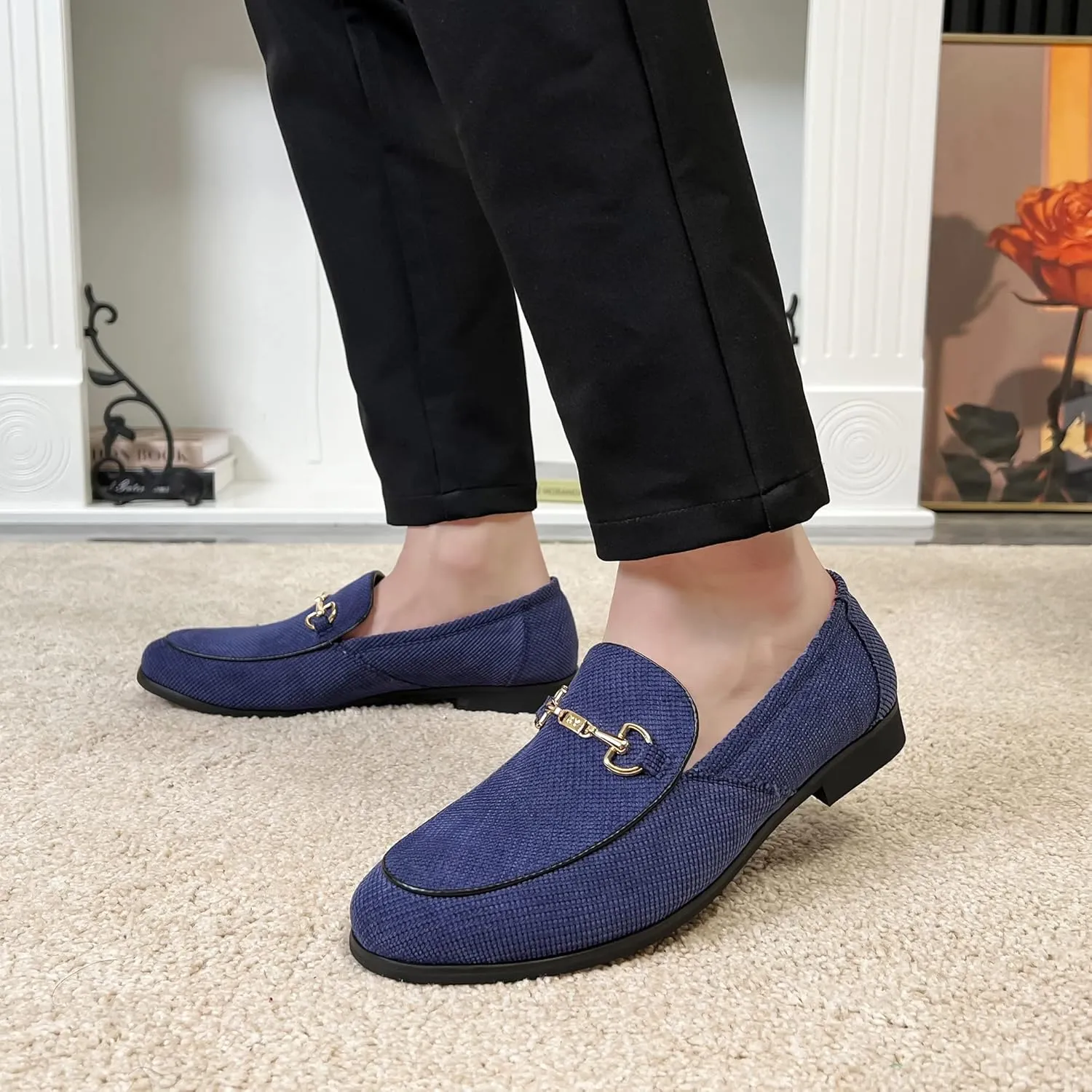 LCQL Men's Luxury Velvet Penny Loafer Shoes Noble Slip-on Casual Suede Loafers Smoking Slippers Plus Size 7-13