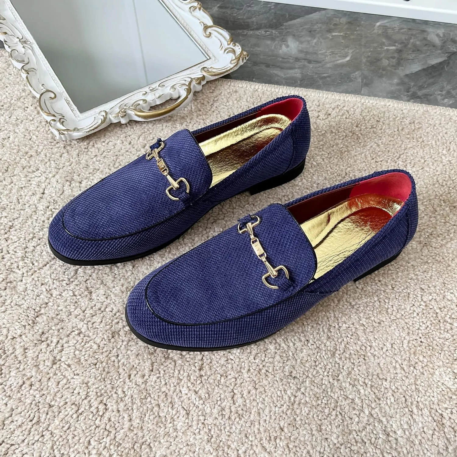 LCQL Men's Luxury Velvet Penny Loafer Shoes Noble Slip-on Casual Suede Loafers Smoking Slippers Plus Size 7-13