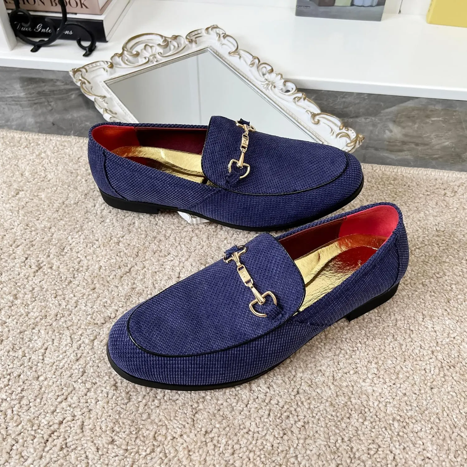 LCQL Men's Luxury Velvet Penny Loafer Shoes Noble Slip-on Casual Suede Loafers Smoking Slippers Plus Size 7-13