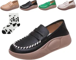 LELEBEAR Biscalo Loafers for Women,Corrective Loafers for Women,Soft-Soled Pure Cowhide Corrective Loafers