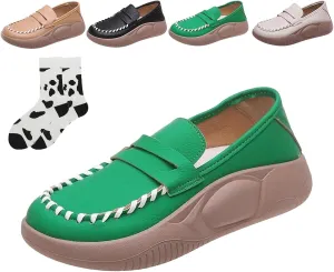 LELEBEAR Biscalo Loafers for Women,Corrective Loafers for Women,Soft-Soled Pure Cowhide Corrective Loafers