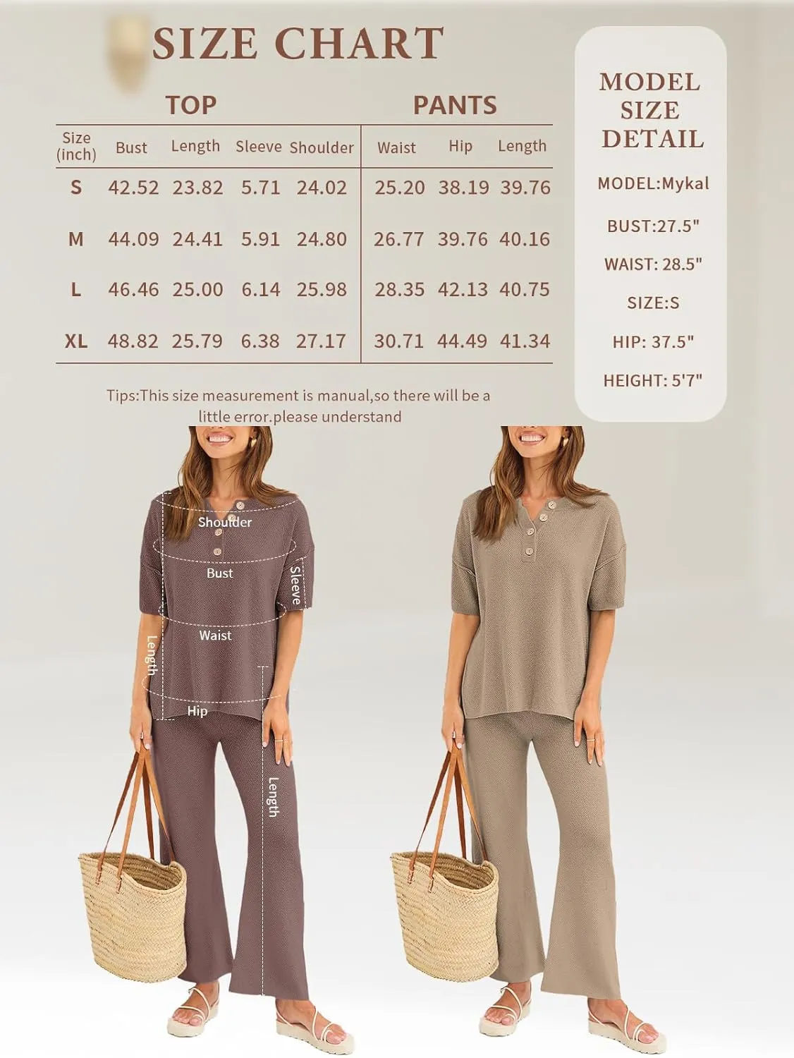 LILLUSORY Lounge Sets for Women 2 Piece Casual Outfits Matching Sets Short Sleeve Cozy knit Tops and Elastic Waisted Pants