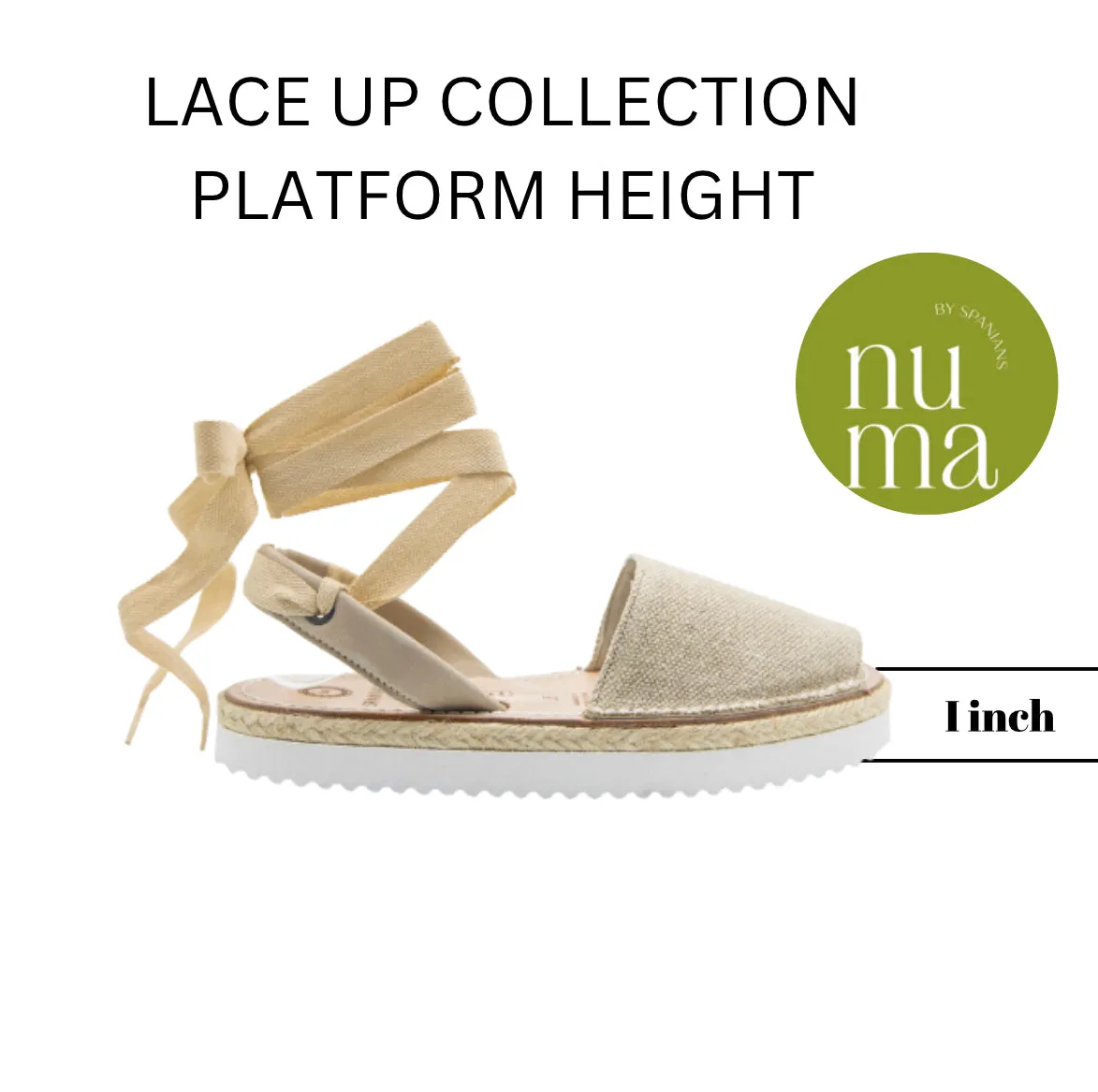 Linen Lace Up Avarca (Beige) Platform
