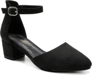 Little Girls Sandals Closed Toe High Heels Formal Dress Shoes Ankle Strap Pointed Toe Heeled for Little Big Kids in Wedding Party Block Chunky Pump Shoes