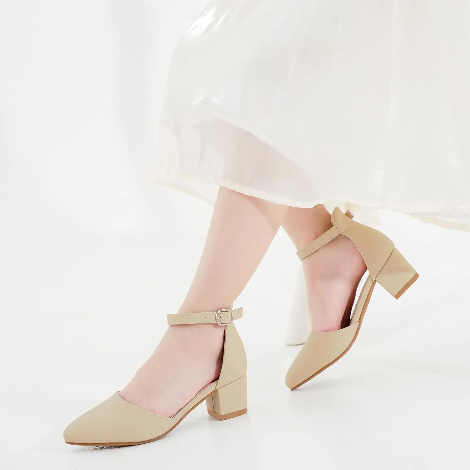 Little Girls Sandals Closed Toe High Heels Formal Dress Shoes Ankle Strap Pointed Toe Heeled for Little Big Kids in Wedding Party Block Chunky Pump Shoes
